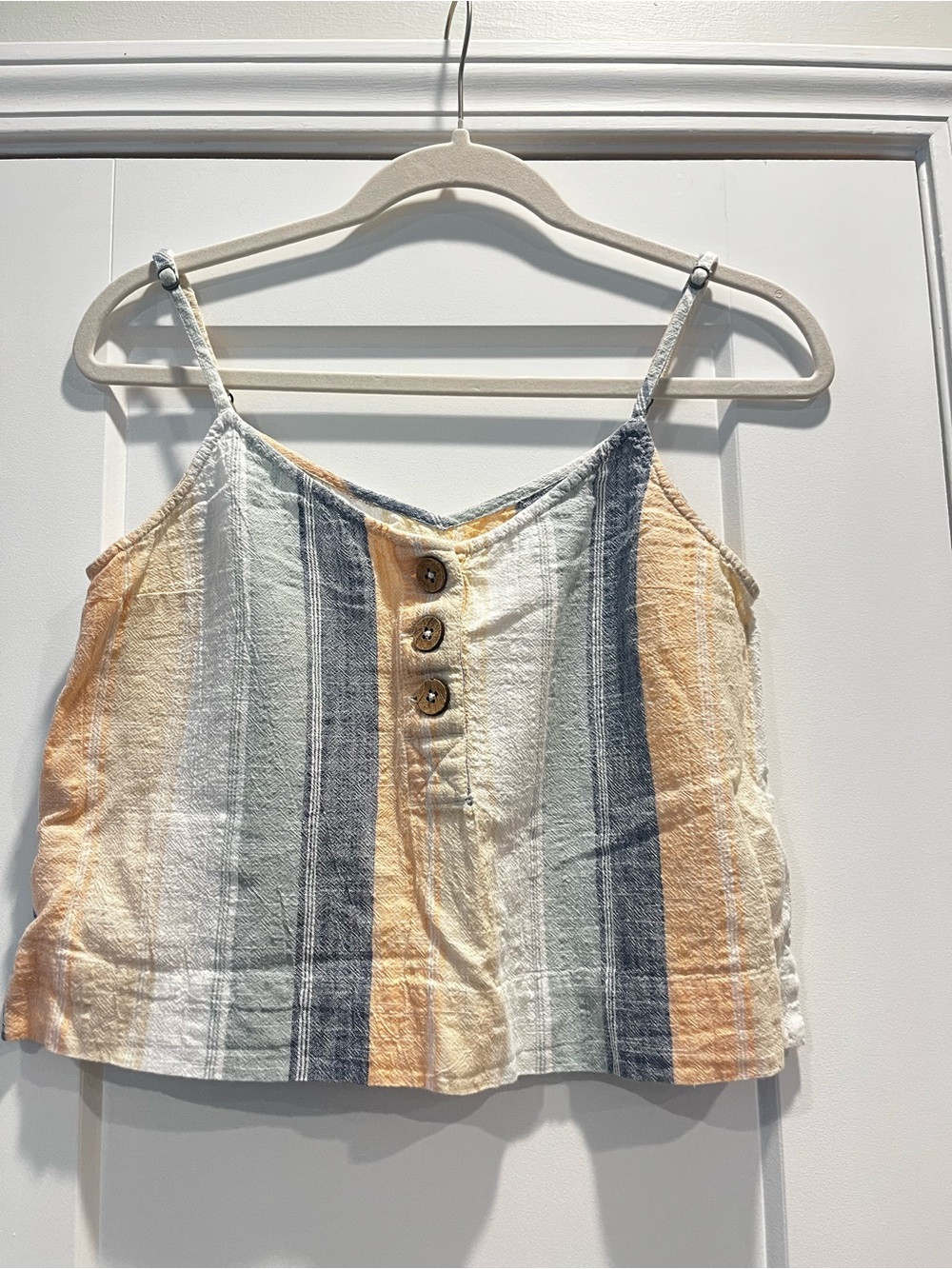Rip Curl Striped Button-Front Cropped Camisole